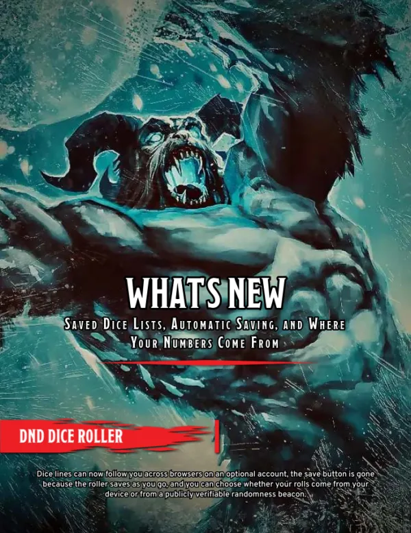 What's New: Saved Dice Lists, Automatic Saving, and Where Your Numbers Come From — cover